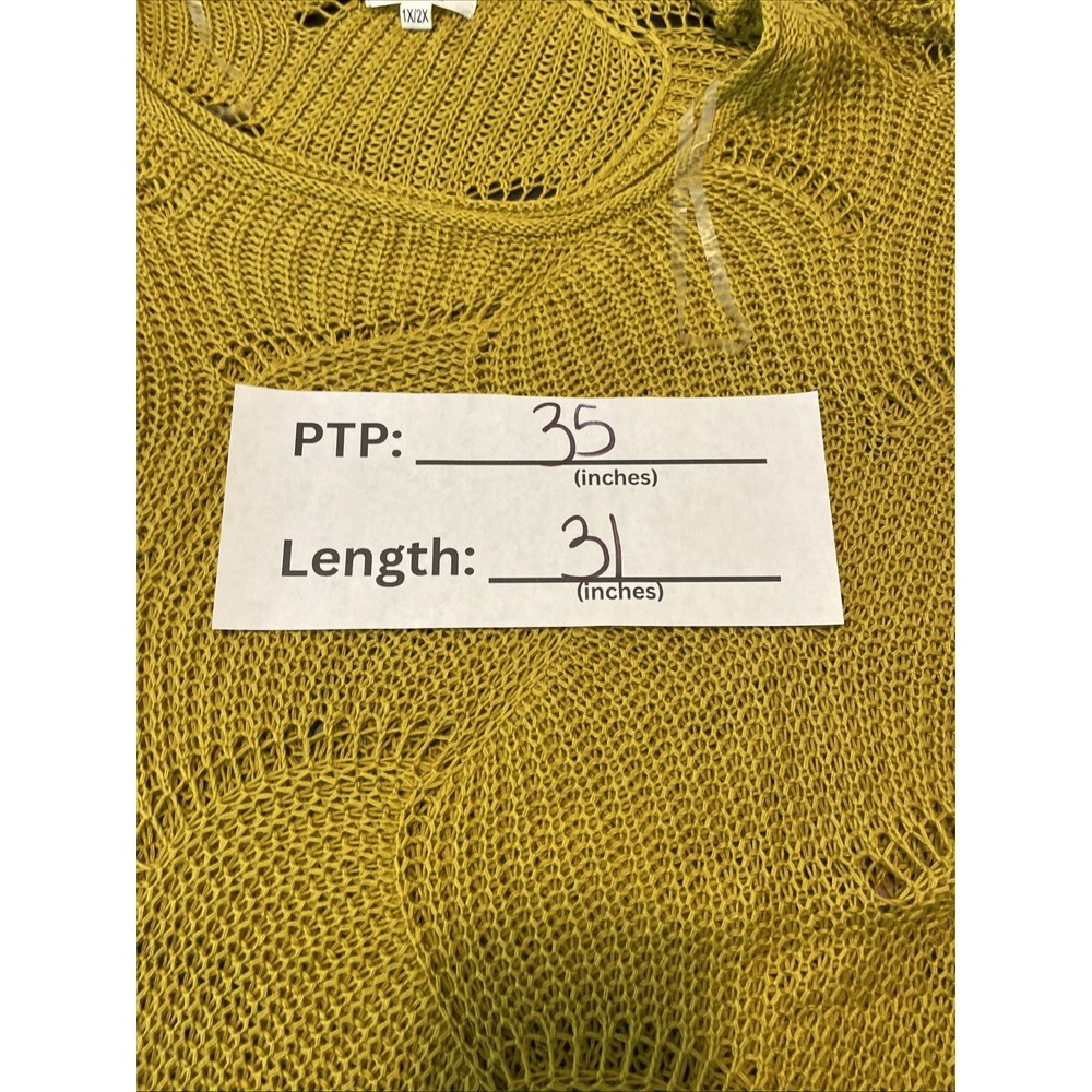 ChicSoul 1X/2X‎ Mustard Open Knit Sweater Oversized Tunic Pullover Boho - Picture 12 of 15